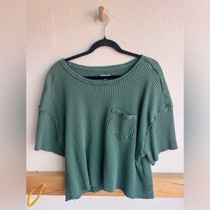 Pilcro Green Waffle Knit Top
